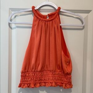DO+BE Orange Ruffle Halter Top